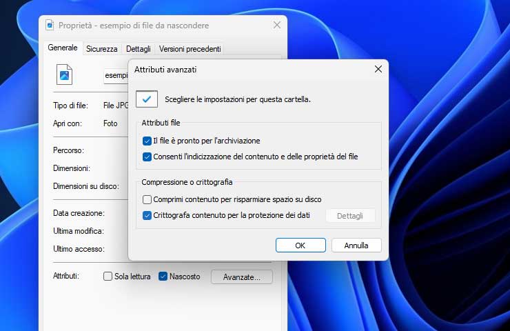 Windows - come nascondere o crittografare file