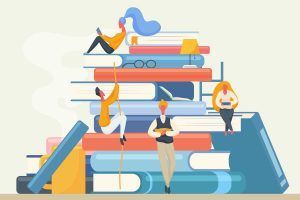 animazione pila di libri con studenti e docenti - GPS