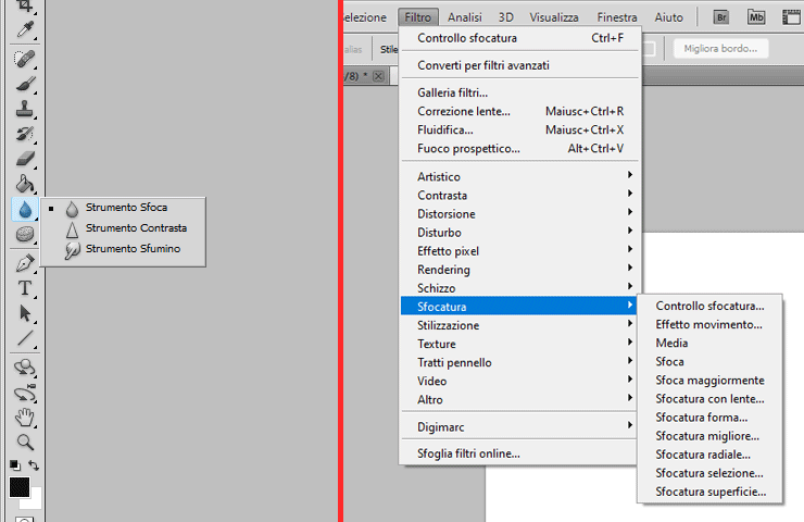 photoshop - come sfocare con strumento sfoca