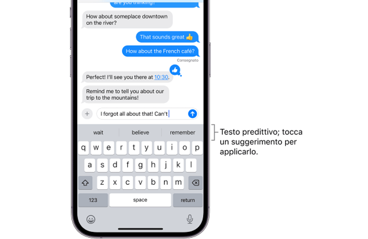 testo predittivo su iPhone